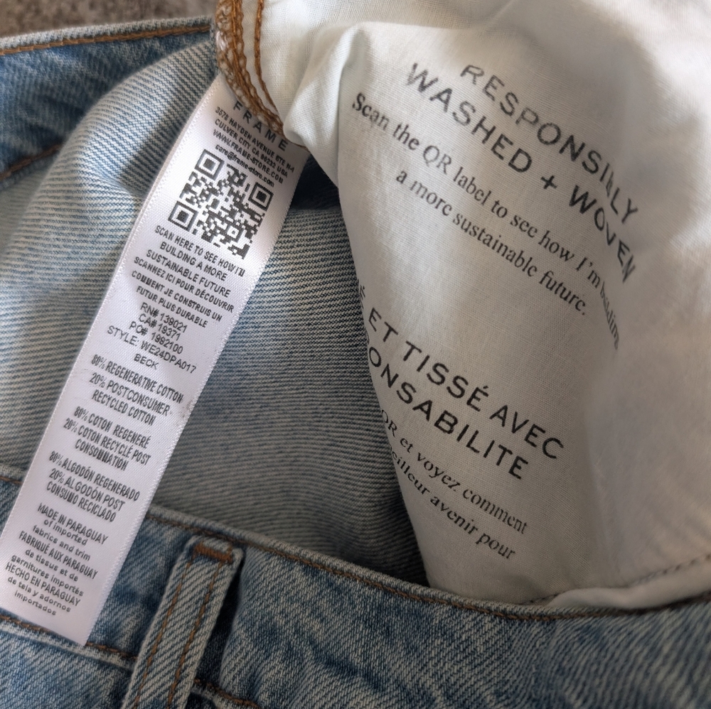 FRAME 90's Utility Loose Jeans Size 28 High Rise Roll Hems Or Straight Leg - Picture 12 of 15